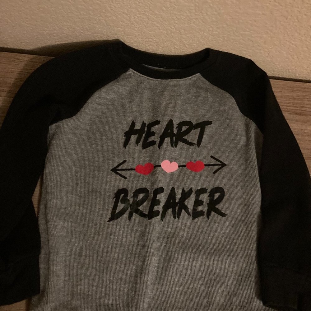 Jumping Beans Heart Breaker Long Sleeve Top 6 Black and Gray Thermal Neutral
